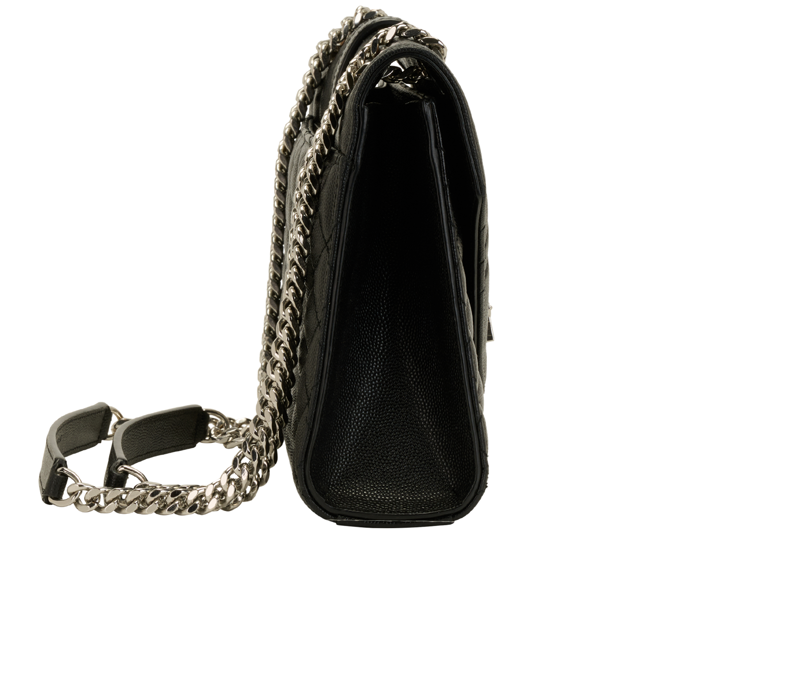 Medium Envelope Shoulder Bag, &pound;1,200, Handbags, Black, Leather, Side view